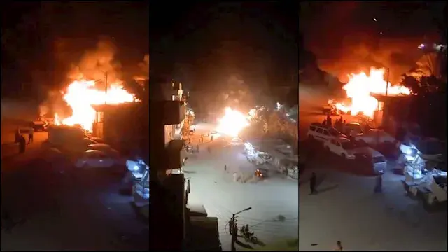 السيطرة على حريق داخل سوق البداري في أسيوط - صور