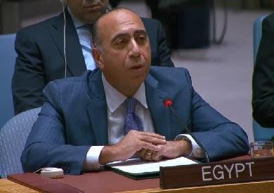 مندوب مصر بالأمم المتحدة: تحقيق السلام يبدأ بإنهاء الاحتلال لكل الأراضي العربية والانسحاب من غزة والجولان