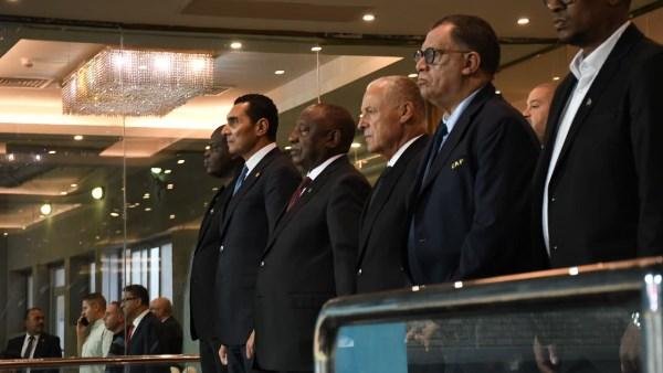 بحضور رامافوزا.. جوهر نبيل ودياب وأبوريدة يشهدون مباراة مصر وجنوب أفريقيا