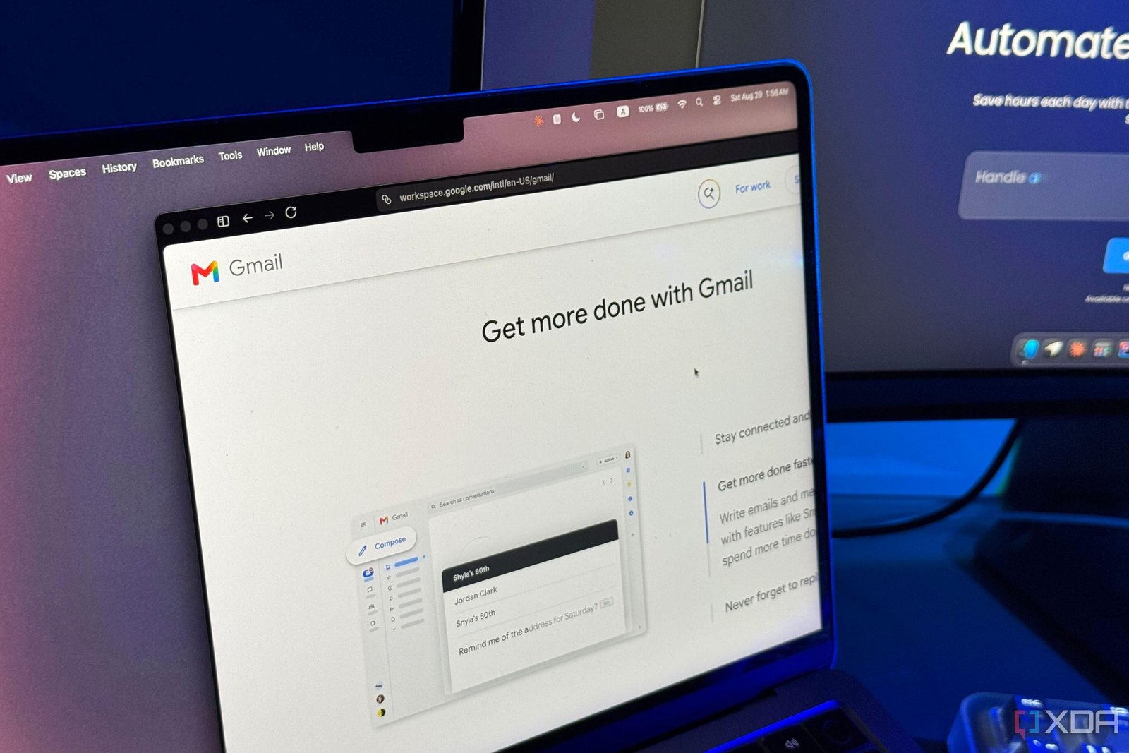 I replaced Gmail with an email...