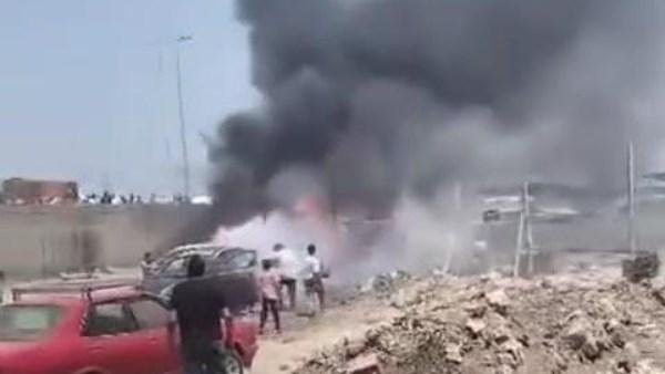 اندلاع حريق داخل جراج سيارات ب...