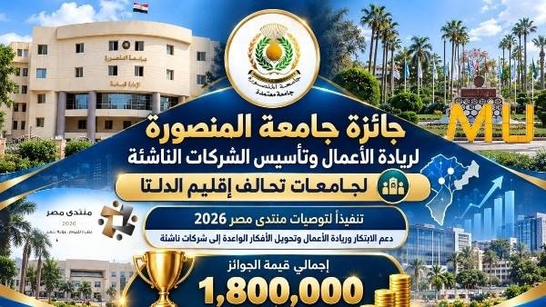 1.8 مليون جنيه.. رئيس جامعة المنصورة يعلن إطلاق جائزة لريادة الأعمال وتأسيس الشركات الناشئة