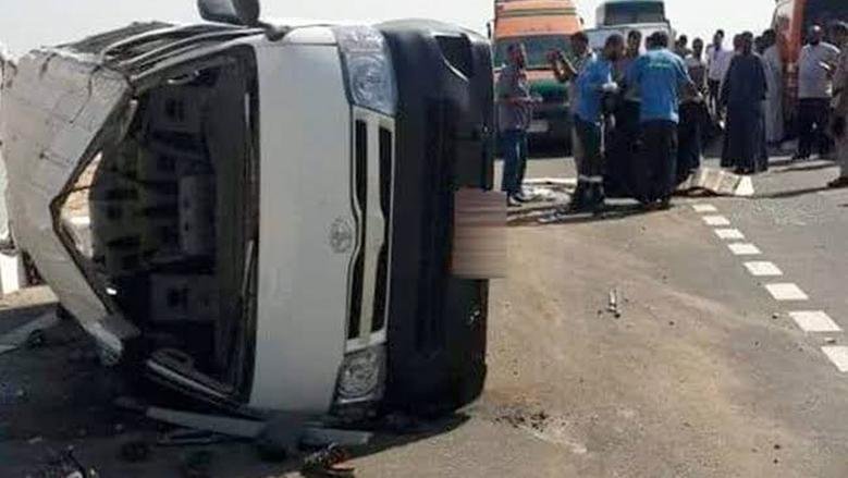 إصابة 10 أشخاص في انقلاب ميكروباص بطريق الفيوم - بني سويف الجديد