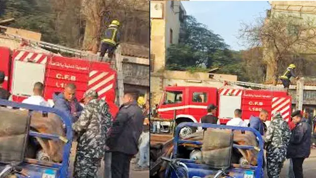 حريق هائل بمحيط قسم شرطة الأزب...
