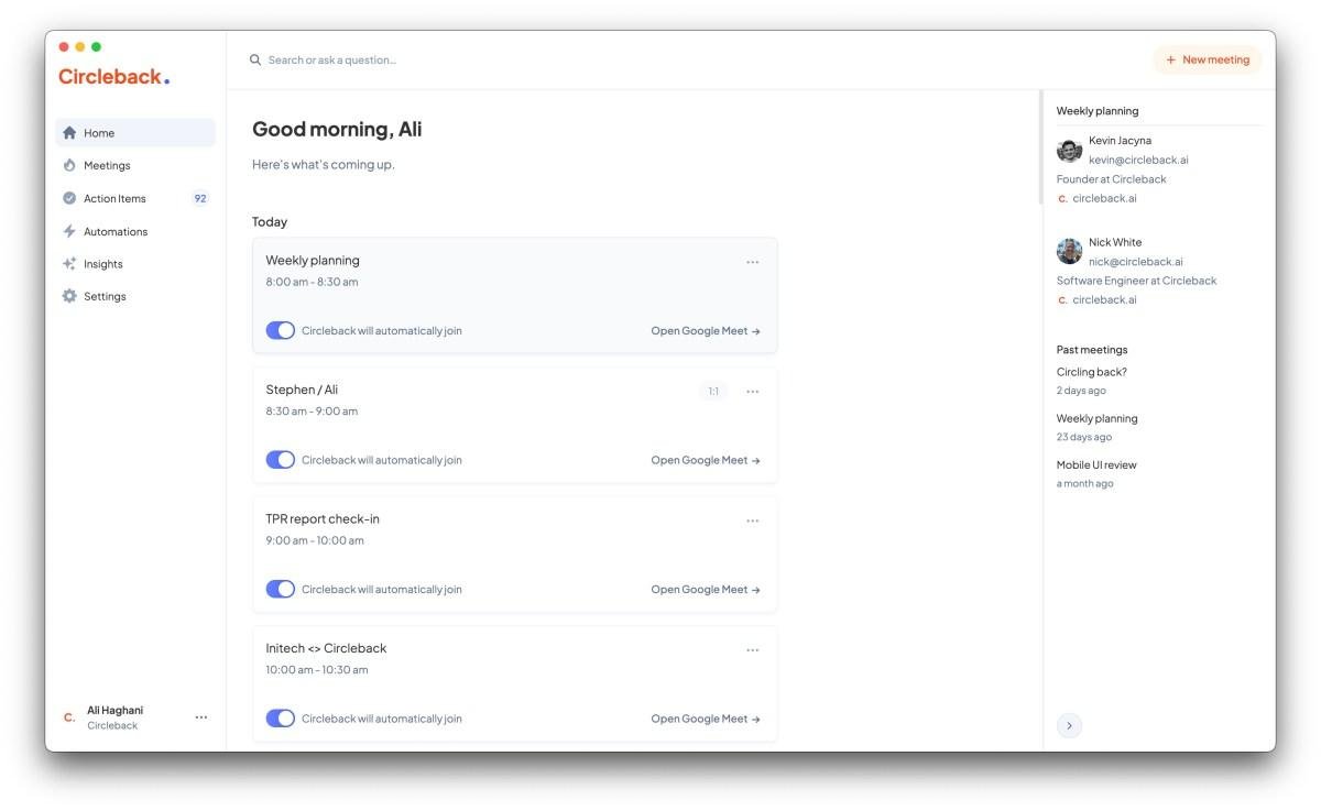 Meeting notetaker Circleback a...